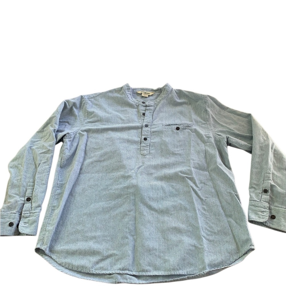 Orton Brothers Collarless Linen Cotton Blend Striped Shirt – XL – EUC
